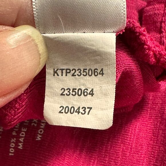 J.Jill Womens Pima Slub Knit V Neck Tee 2X 100% Pima Cotton Pink Beachy Vacation - Picture 6 of 10